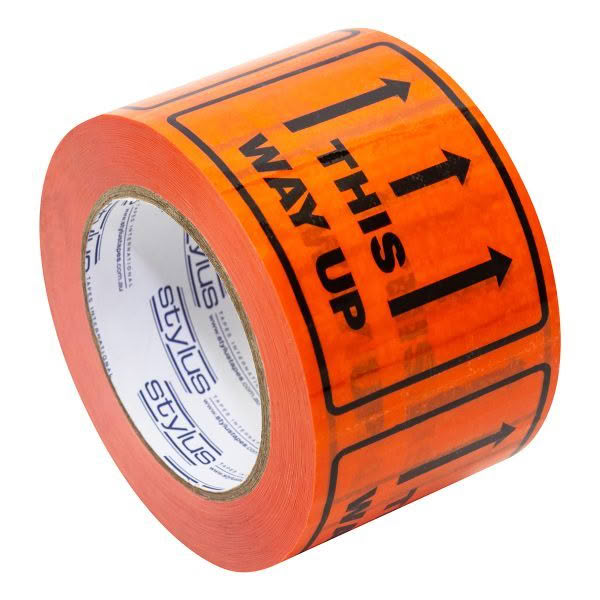 Label Tape This Way Up BK/FO 75mm x 100mm x 50m